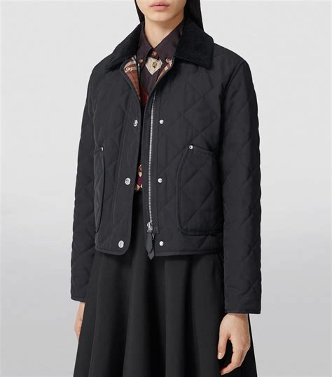 burberry quilted check trim coat|Cropped Check Quilted Barn Jacket in Grain .